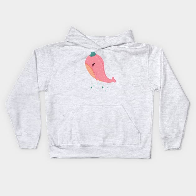 pink whale Kids Hoodie by moonlitdoodl